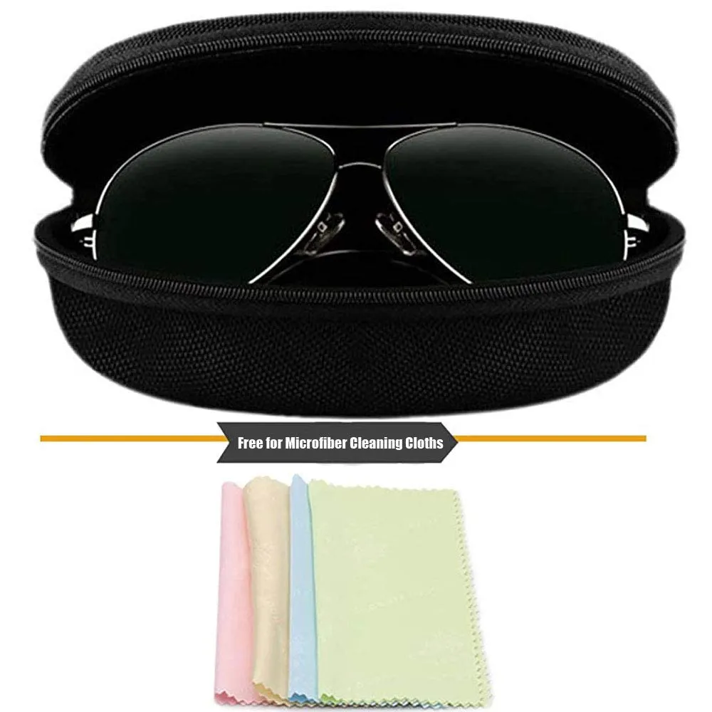 3ml sunglasses case zipper eyeglass shell belt clip with cleaning cloth