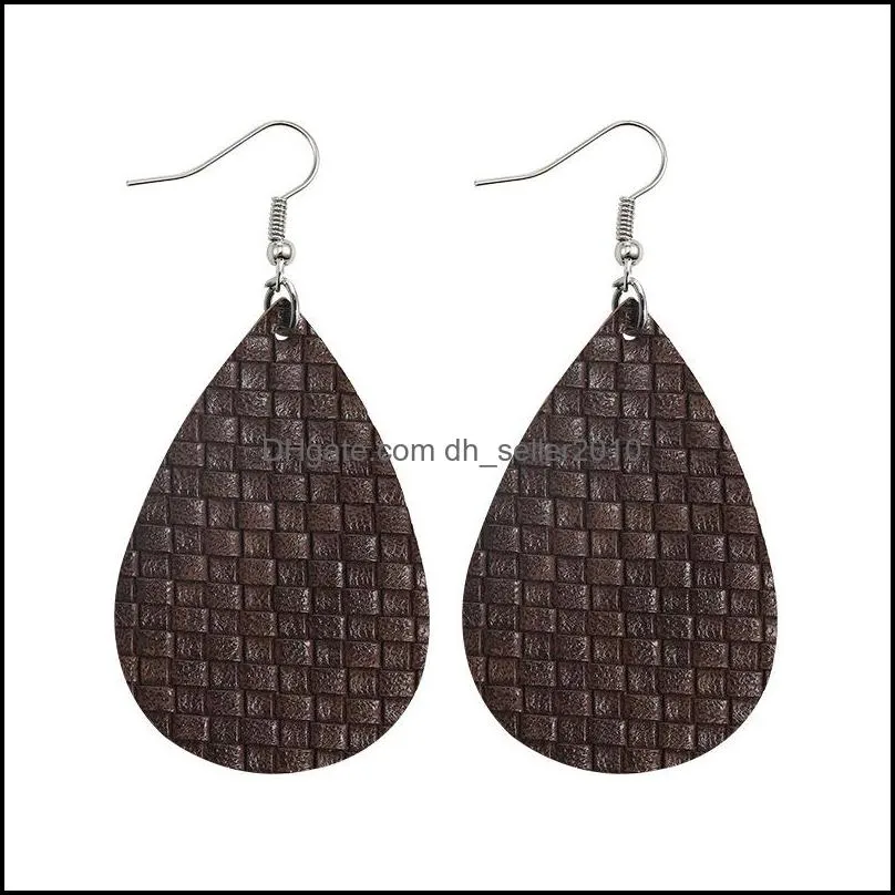 Dangle Earring PU Leather Geometry Double Sided Weave Rhombus Womens Jewelry Earrings
