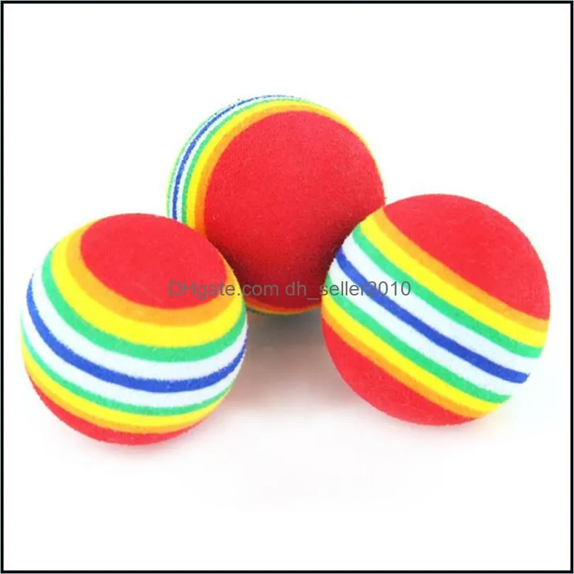 Interactive Cat Toys Ball Pet Supplies Play Chewing Rattle Scratch EVA Training Attract Entertain 3.5cm Rainbow Cat Toy Ball