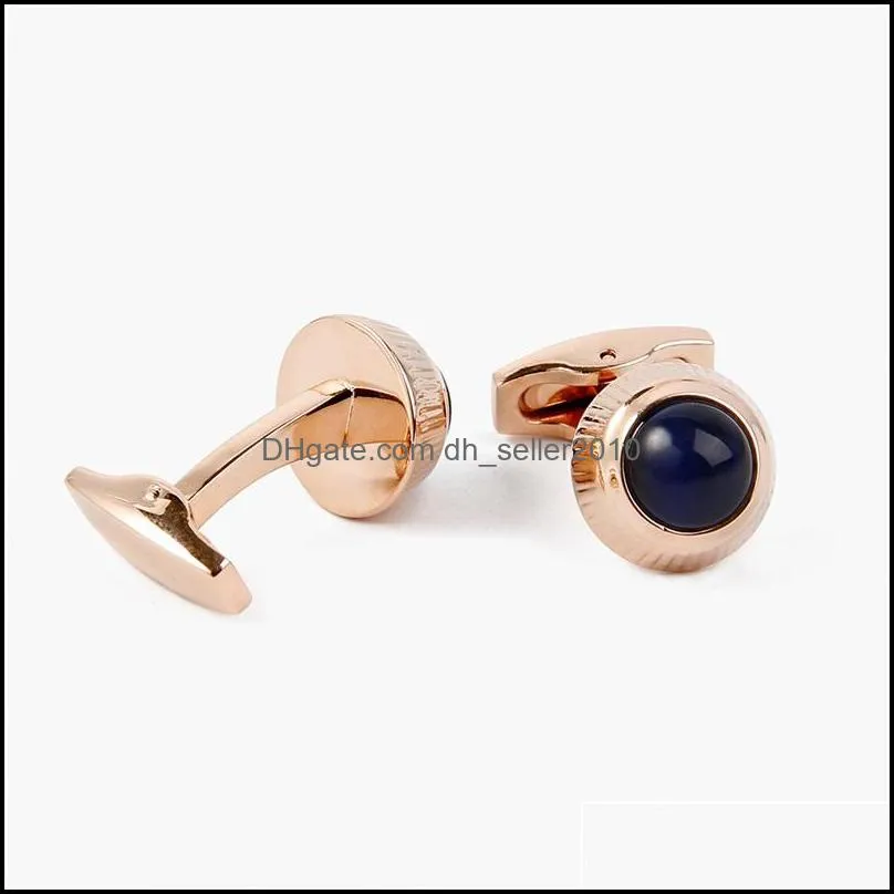 Luxury Cufflinks 1 Pair Blue gem cufflink stainless steel Cuff Sleeve Men`s Cufflinks French cuff link