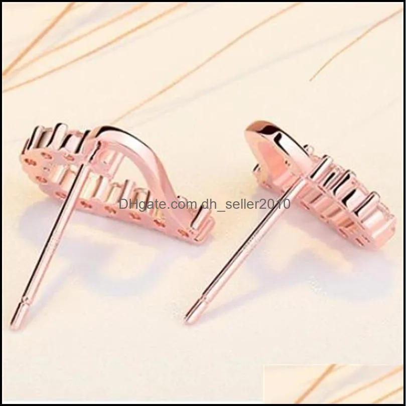 Korean Small Earring  Jewelry Hypoallergenic Cubic Zirconia Love Heart S925 Silver Needles Stud Ear Girlfriend Gifts