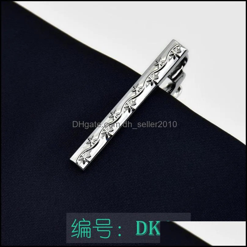 Silver Tie Clips 24 colors 4*0.5CM men`s Business metal Necktie Clip For father Christmas gift 3705 Q2