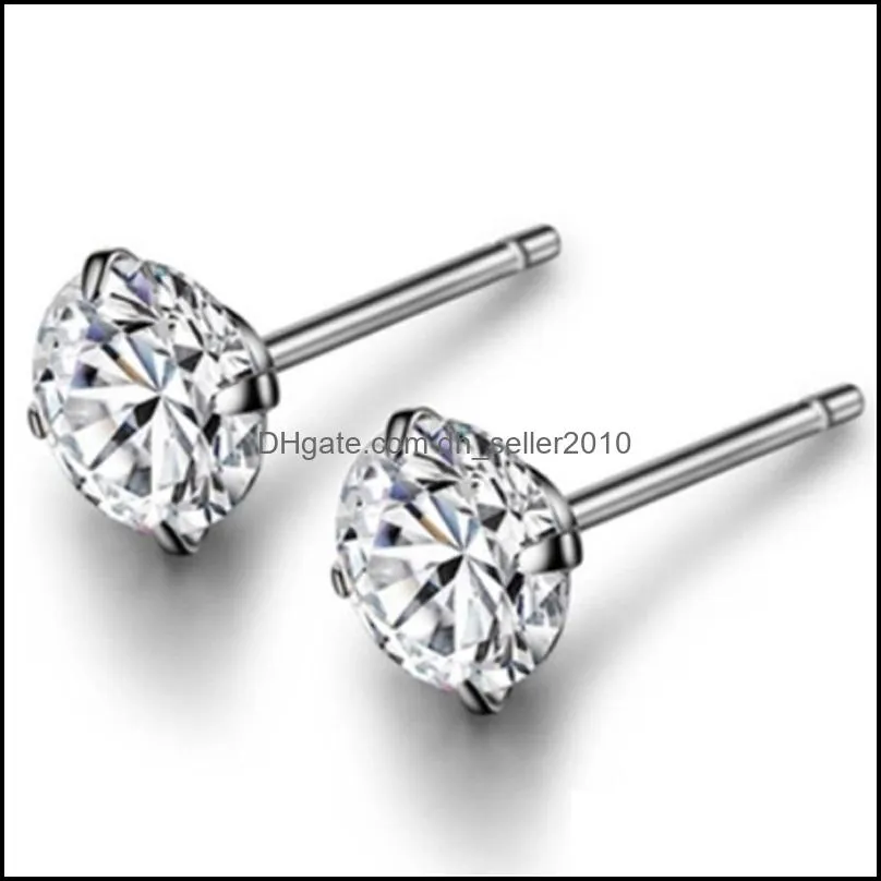 Real 925 Sterling Silver Stud Earrings Classic 6-8mm Round Created Moissanite Earrings for Women wedding Jewelry female 191 R2