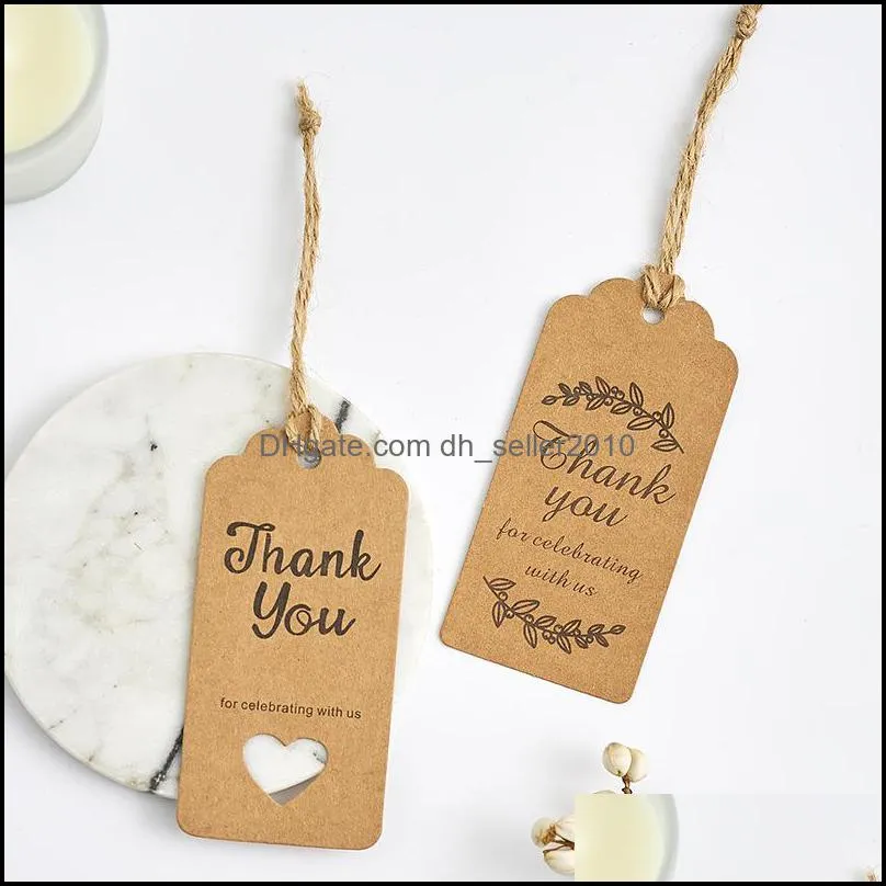 Printing Flower Head Tags THANK YOU Kraft Paper English Lift Sub Clothing Label Mark Pendant Card 100Pcs/Lot 4 1cx T2