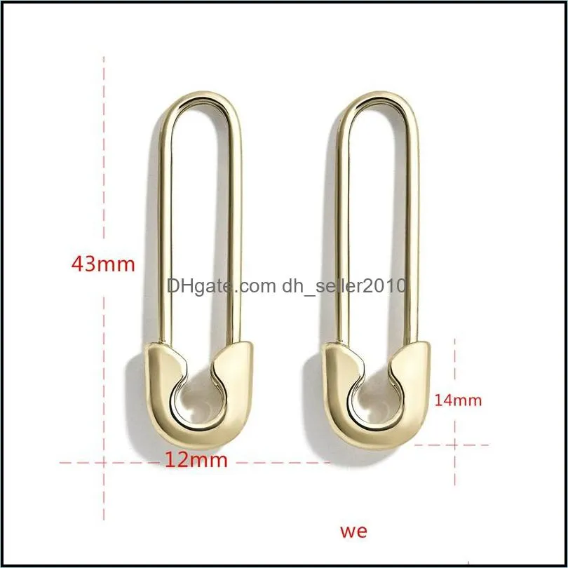 Gift Women Earring Latest New Design Safety Pin Shape Ear Wire Gold Plated Trendy Gorgeous Women Exquisite Jewelry