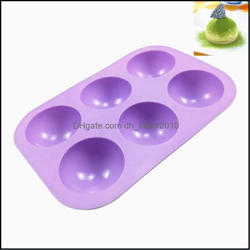 6 Holes Silicone Baking Mold 3D Half Ball Sphere Mold Chocolate Cupcake Cake DIY Muffin Bakeware Kitchen Tools