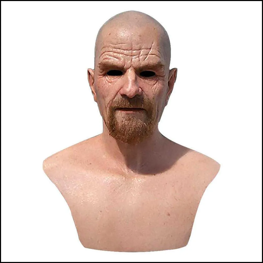 new movie celebrity latex mask breaking bad professor mr. white realistic costume halloween cosplay props x0803