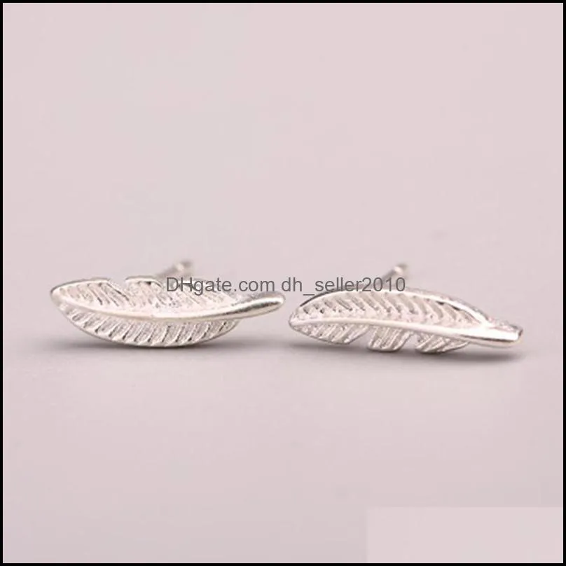 Feather Ear Studs Tree Leaves Alloy Earrings Plated Silver Gold Fashion Earring Mini Eco Friendly Jewellery 1jm L2