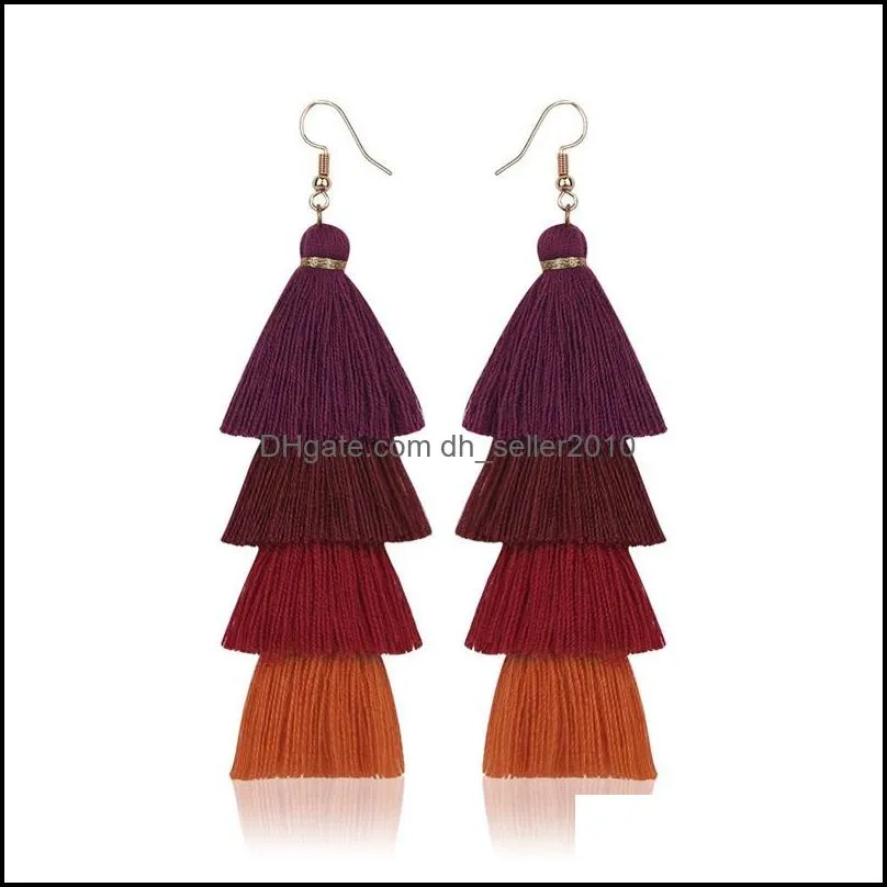 Fashion Bohemian Tassel Crystal Long Earrings White Red Silk Fabric Drop Dangle Tassel Earrings For Women 2019 Jewelry 34Q2