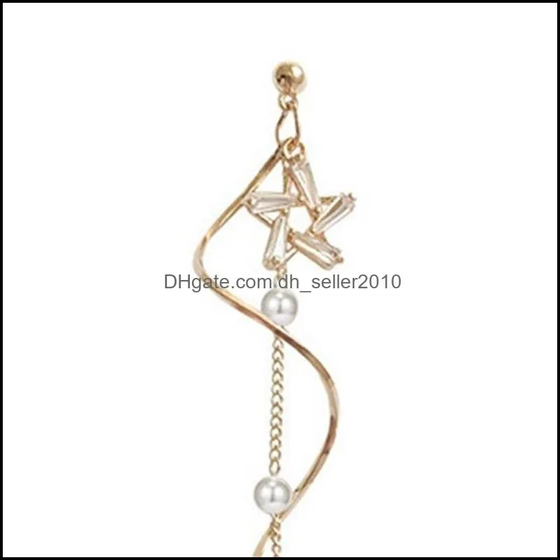 Personality Earrings Five Pointed Stars Chain Simple Fashion Crystal Jewelry Twist Woman Ear Studs Valentines Day Present 3 3rx K2