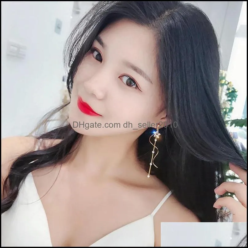 Personality Earrings Five Pointed Stars Chain Simple Fashion Crystal Jewelry Twist Woman Ear Studs Valentines Day Present 3 3rx K2