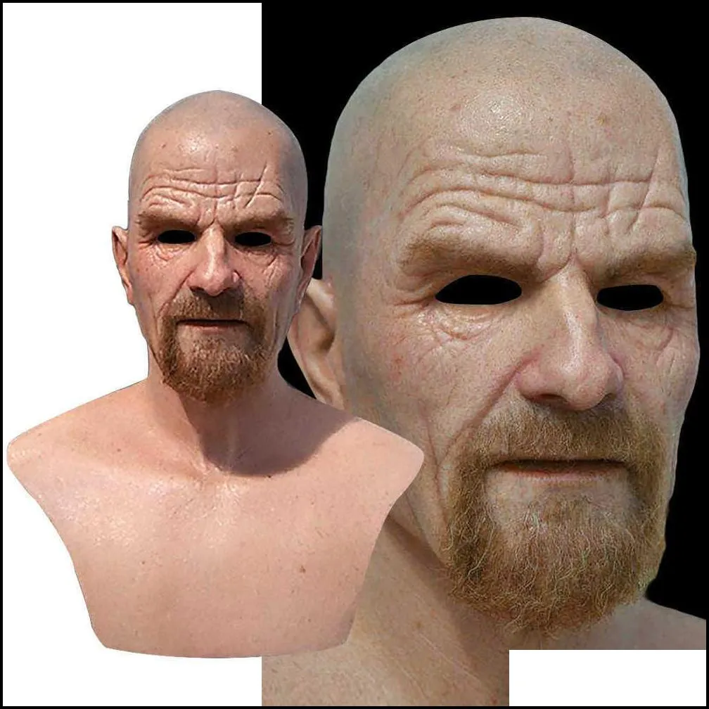 new movie celebrity latex mask breaking bad professor mr. white realistic costume halloween cosplay props x0803