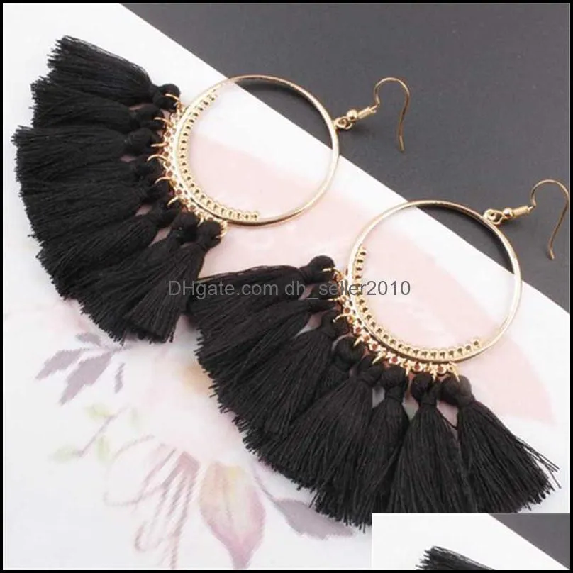 16 colors Tassel Earrings For Women Ethnic Big Drop Earrings Bohemia Fashion Jewelry Trendy Cotton Rope Fringe Long Dangle 673 Q2