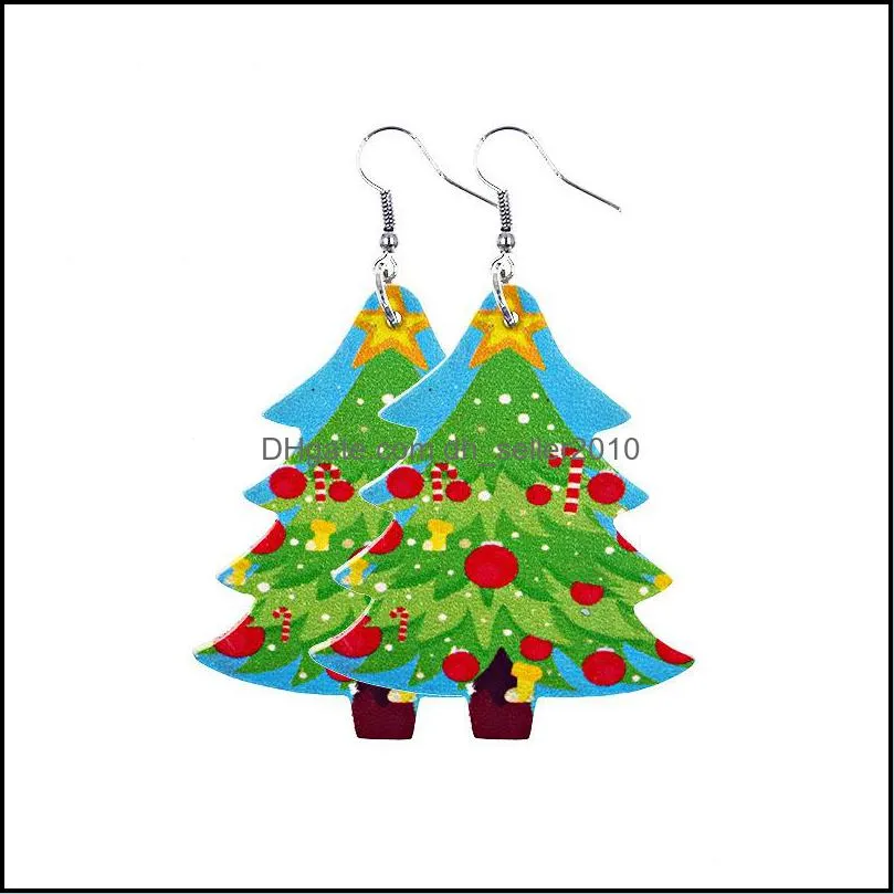 Womens Leather Earrings Jewelry Christmas Tree Deer Head Eardrop Plated Gold Korean Lady Dangle Fashion Earring 2 5lk J2B
