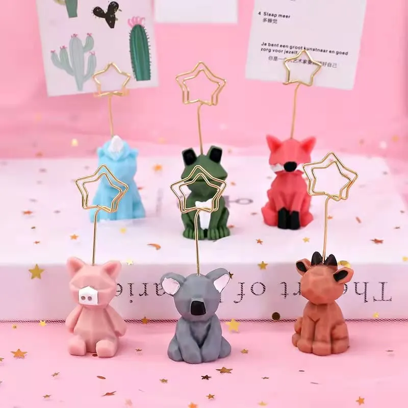 3ml card photo holder animal clamps stand card clips resin picture memo clip cute number clip name note memo stand office supply home decoration multicolor