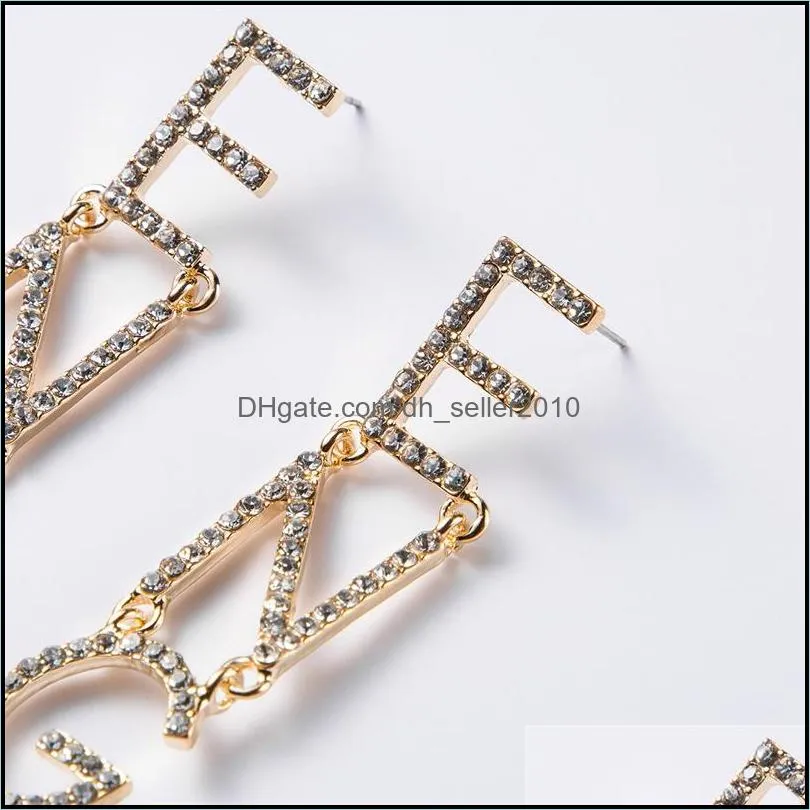 Bling Bling Letter ENGAGED Stud Earring Women Rhinestone Letter Long Tassel Earring Fashion Jewelry Accessories for Gift Party 151 W2