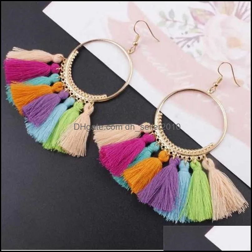 16 colors Tassel Earrings For Women Ethnic Big Drop Earrings Bohemia Fashion Jewelry Trendy Cotton Rope Fringe Long Dangle 673 Q2