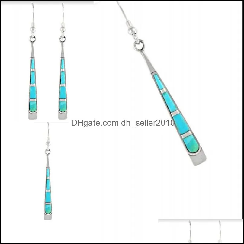 Artificial Opal Light Blue Earrings Long Style Geometry Alloy Ear Pendants Women Grace Earring Fashion Jewelry Accessories 3 2qka P2