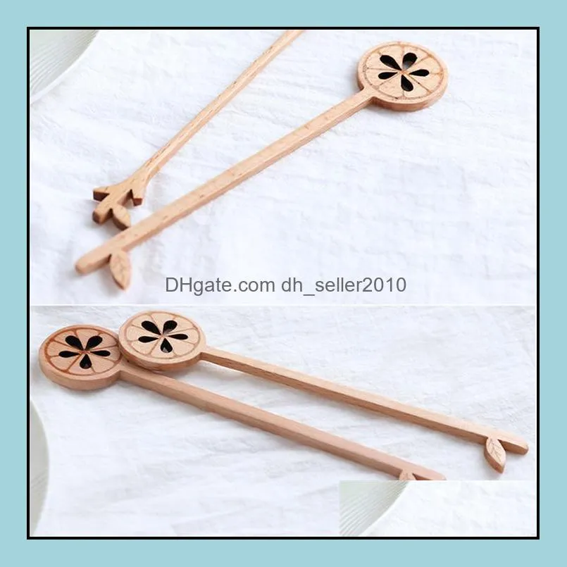 Delicate Beech Branch Creative Honey Coffee Stir Spoon Ins Lemon Sugar Stir Round Flat Scoop Eco-friendly Kitchen Tool