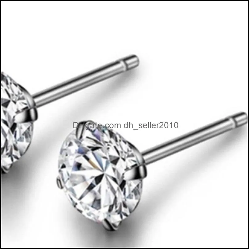 Real 925 Sterling Silver Stud Earrings Classic 6-8mm Round Created Moissanite Earrings for Women wedding Jewelry female 191 R2