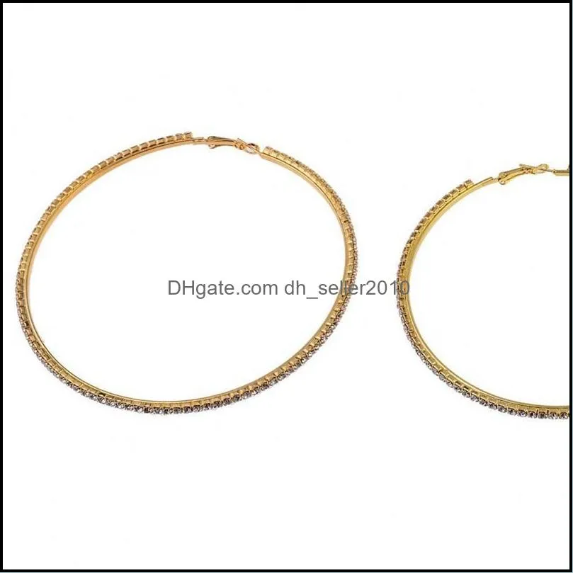 Women Brand Crystal Circle Hoop earrings Fashion Punk jewelry Rhinestone earring pendant Gold earring club Hiphop Bijoux 2017 82 R2