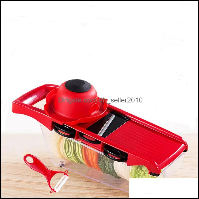 Creative Fruit Vegetable Tools Slicer Cutter with Stainless Steel Blade Manual Potato Peeler Carrot Grater Dicer with Hand Protector