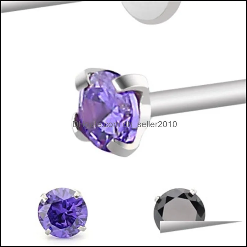 1pc Surgical Steel Zircon Gem Ear Cartilage Tragus Helix Piercing Labret Lip Studs Ring Internally Thread 16g Body Jewelry 1880 Q2