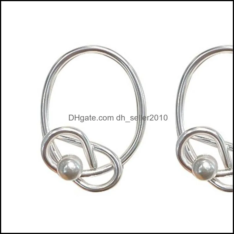 S925 Silver Needles Original Handmade Simple Metal Drop Earring Female Korean Net Celebrity Trendy Geometric Pearl Earrings