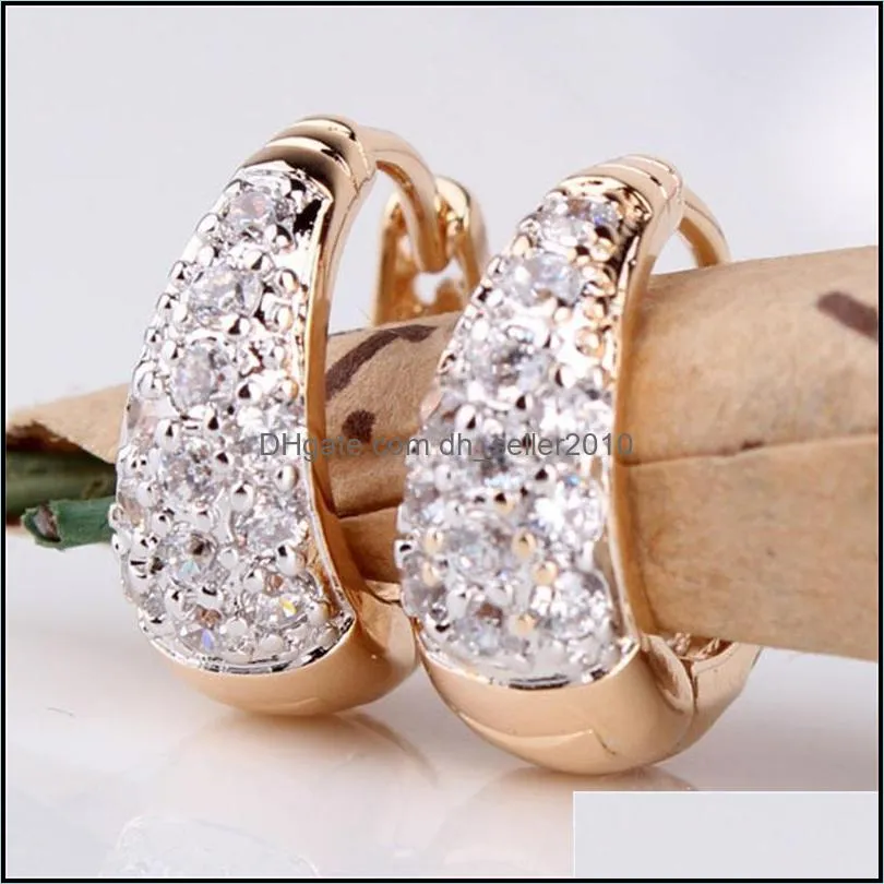 Electroplating 18K Gold Earrings Zircon Women Fashion Jewelry Hoop Earringear Clasp Rhinestone Crystal Valentines Day Gifts 5ld M2