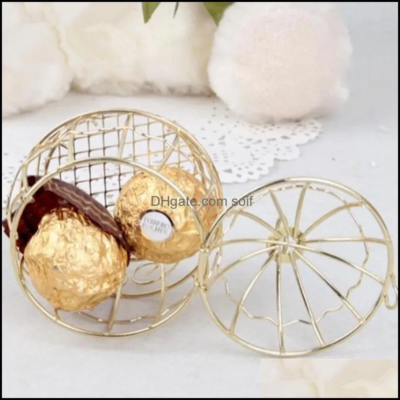 Gift Wrap Mini metal gold vintage retro bird cage candy boxes baby shower favor gift box for guests party birthday Souvenir