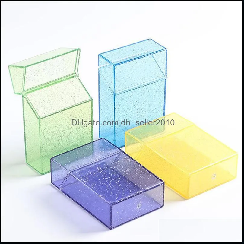 Pretty Transparent Colorful Plastic Portable Tobacco Cigarette Case Holder Storage Flip Cover Box Innovative Protective Shell Smoking