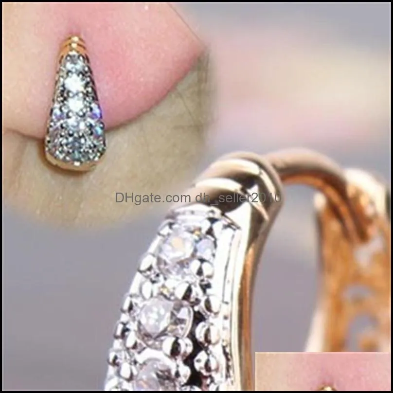 Electroplating 18K Gold Earrings Zircon Women Fashion Jewelry Hoop Earringear Clasp Rhinestone Crystal Valentines Day Gifts 5ld M2