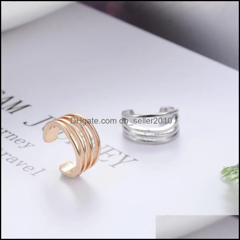 4 Layers Ear Cuff Clip Gold Plated Silver Plating Clasp Copper Women Men Solid Color Earrings Simplicity Fashion 1 2qs L2