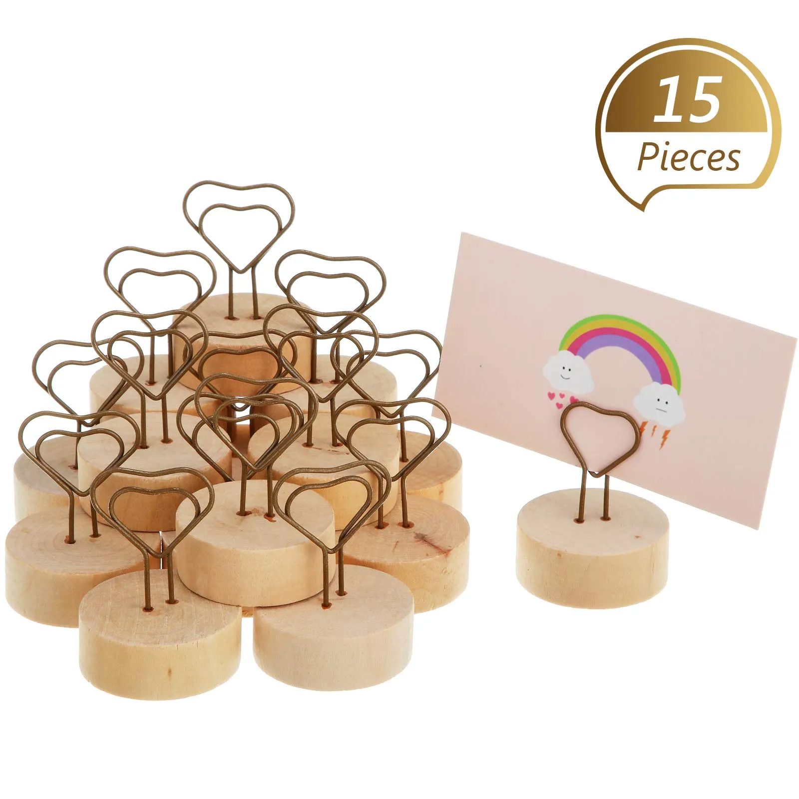 3ml heart shaped wooden picture holder wood table picture wire holder table photo clip stand for party place card valentines day and christmas party decorations