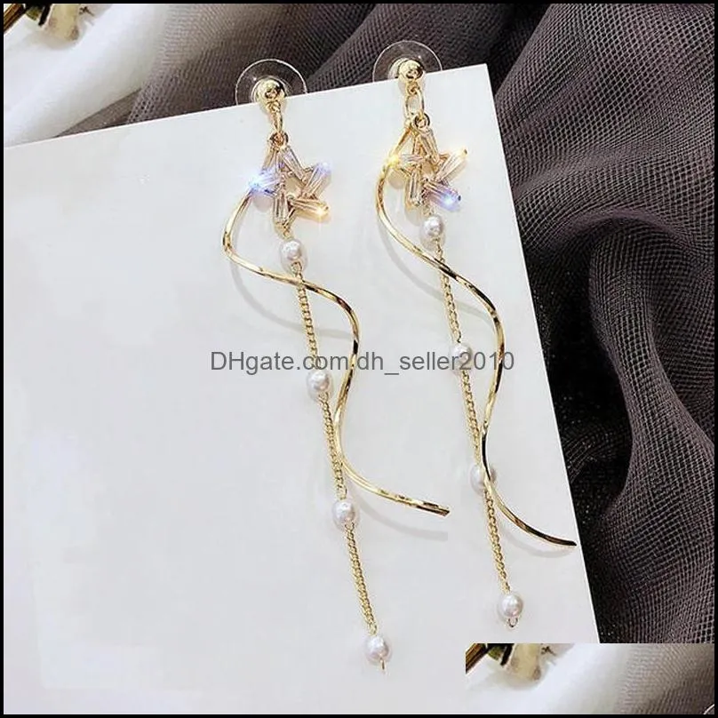 Personality Earrings Five Pointed Stars Chain Simple Fashion Crystal Jewelry Twist Woman Ear Studs Valentines Day Present 3 3rx K2