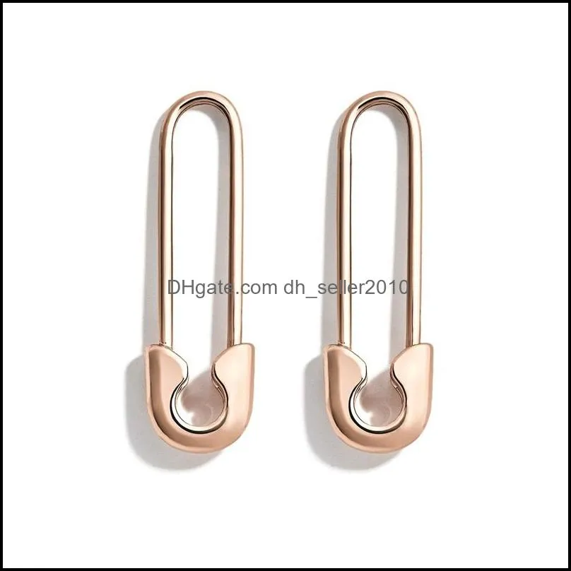Gift Women Earring Latest New Design Safety Pin Shape Ear Wire Gold Plated Trendy Gorgeous Women Exquisite Jewelry