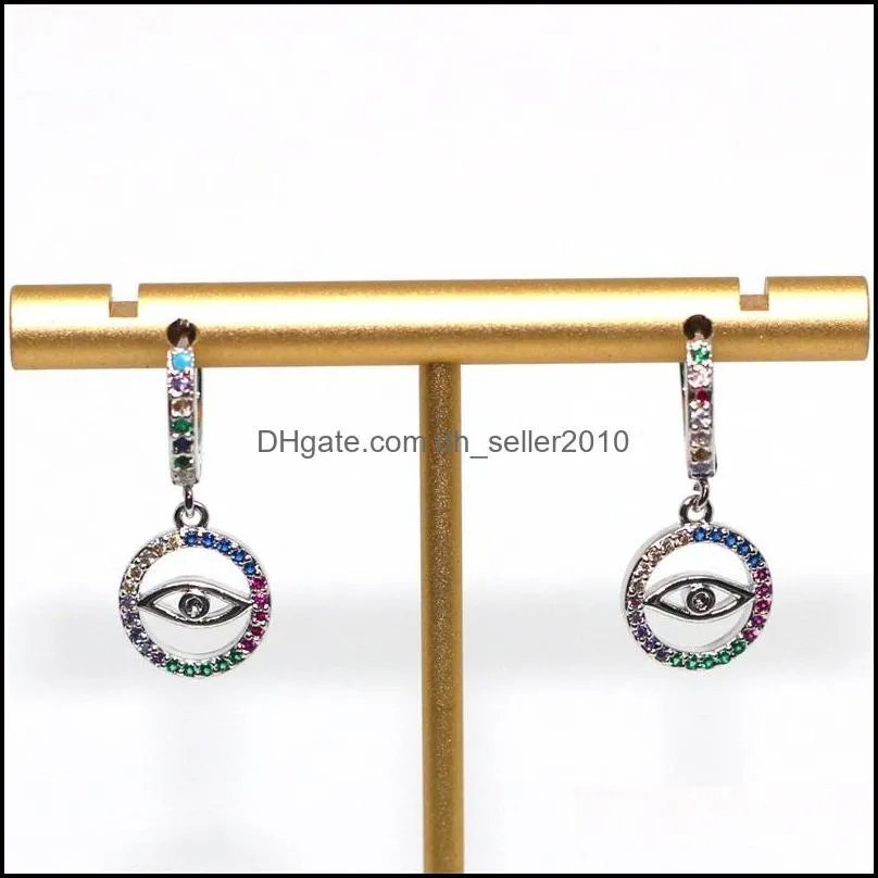 Pipitree Zircon Jewelry Round Charm Evil Eye Earrings Multicolor CZ Stones Hoop Loops For Women Lady Fashion Brincos & Huggie 1277 Q2