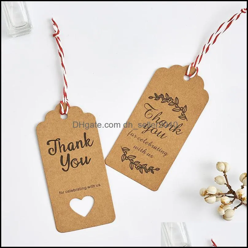 Printing Flower Head Tags THANK YOU Kraft Paper English Lift Sub Clothing Label Mark Pendant Card 100Pcs/Lot 4 1cx T2