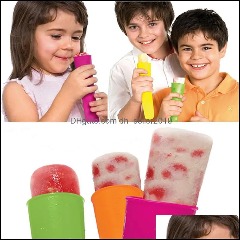 6pcs/lot Ice  Mold Popsicle Mould with Attached Cap Silicone Push Up Ice Cream Jelly Lolly  Maker