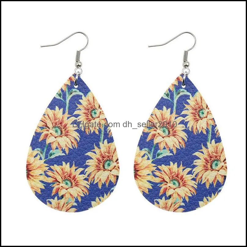 Dangle Chandelier Ethnic Style Earring Retro Double Sided Fashion Drop Polychromatic Sunflower Litchi Peel Printing Earrings 2ly K2B