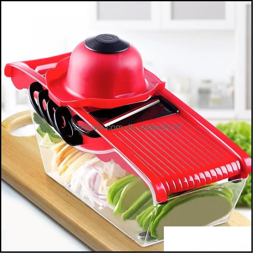 Creative Fruit Vegetable Tools Slicer Cutter with Stainless Steel Blade Manual Potato Peeler Carrot Grater Dicer with Hand Protector