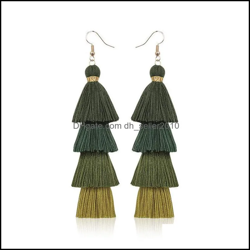 Fashion Bohemian Tassel Crystal Long Earrings White Red Silk Fabric Drop Dangle Tassel Earrings For Women 2019 Jewelry 34Q2