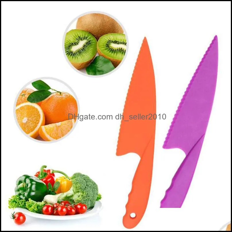 Kids Children Kindergarten Early Education Safety Knife Lettuce Salad Knife Serrated Plastic Cutter Slicer Cake Bread Cake Tools