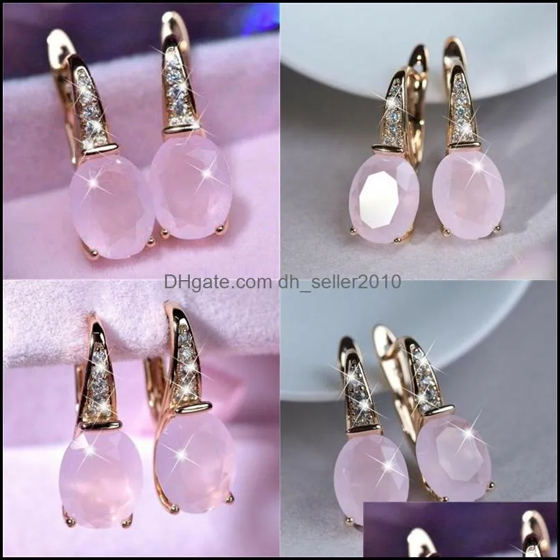 Ellipse Rhinestone Hoop Eardrop Fashion Women Rose Gold Metal Ear Pendants Charm Crystal Earring Alloy Jewelry Accessories 2 5lr N2