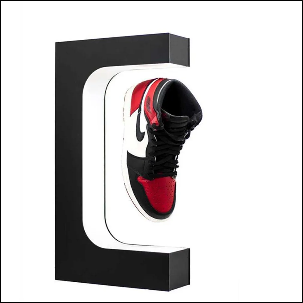 fashion levitating magnetic floating shoes display stand and shop display for shoes fancy sever shoes display with led lighting x0803