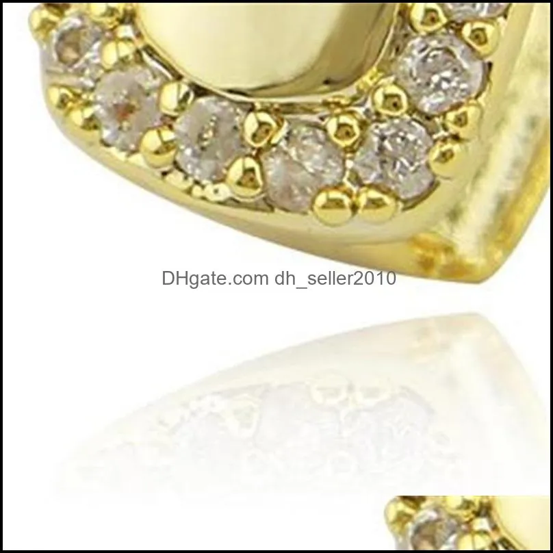 cz pave dental grillz gold silver color hiphop teeth grills top side grills rock men women jewelry