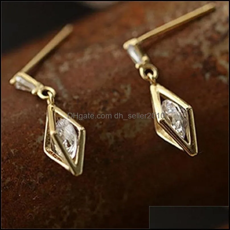 925 Sterling Silver 14K Gold Korean Diamond Hollow Stud Earrings Women Crystal Tassels Light Luxury Sexy Party Jewelry Gift 2789 Q2