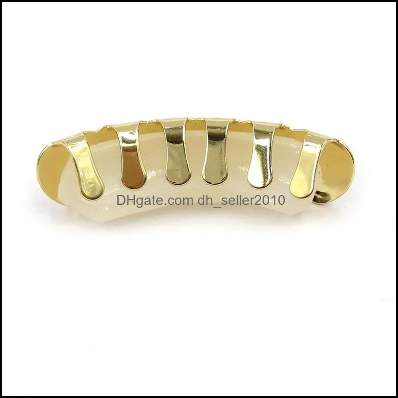 18k gold plated environmental copper teeth braces hip hop grillz dental mouth fang grills up bottom tooth cap party rapper jewelry 21