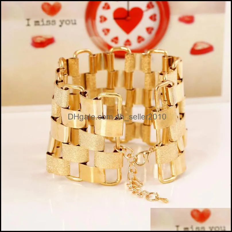 new fashion luxury designer metal geometric bricks link chain bracelet for woman girls gold silver color 1230 b3