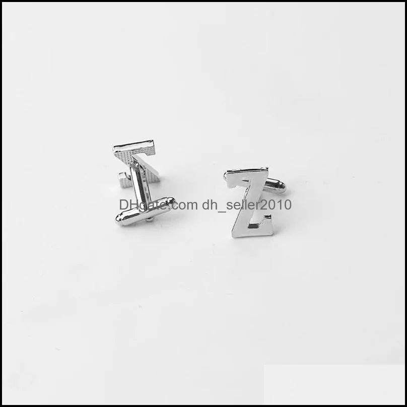 az design 26 silver letter cufflinks men french shirt cuff links for women bride fashion wedding jewelry gift 86 k2